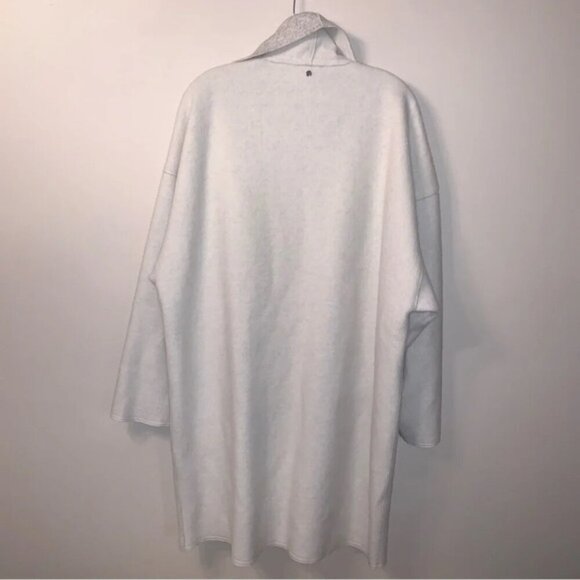 Sosken Cardigan Coat Oversized Open Front Grey Bone Draped XL - Picture 3 of 15